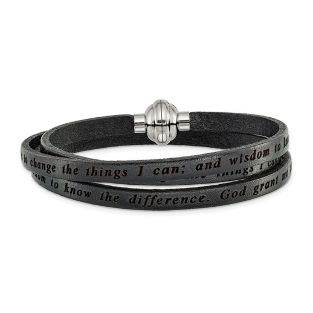 UNISEX Leather Bracelet Wrap Serenity Prayer